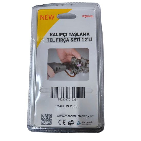 MEŞEM KALIPÇI TAŞLAMA TEL FIRÇA SETİ 12'Lİ