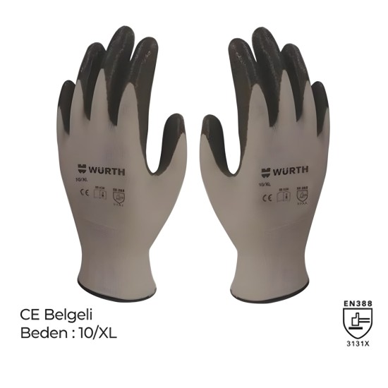 WÜRTH MEKANİKÇİ ELDİVENİ NİTRİL SİYAH 10/XL (2 ÇİFT)