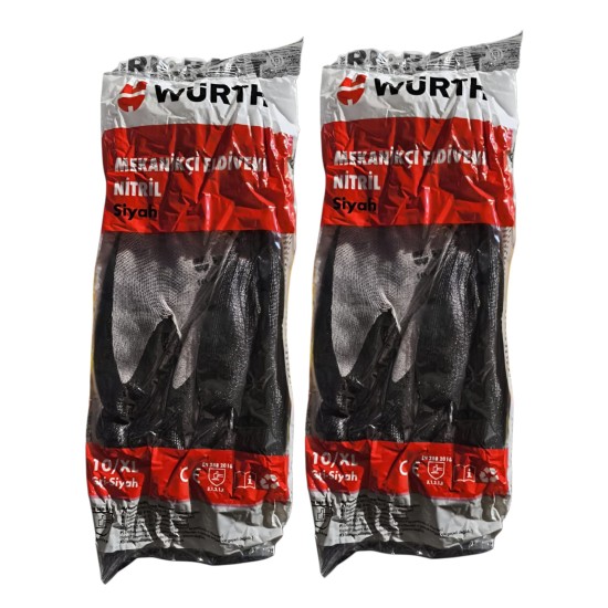 WÜRTH MEKANİKÇİ ELDİVENİ NİTRİL SİYAH 10/XL (2 ÇİFT)